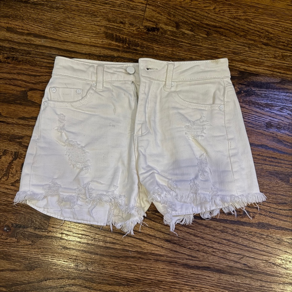 White Distressed Women Shorts